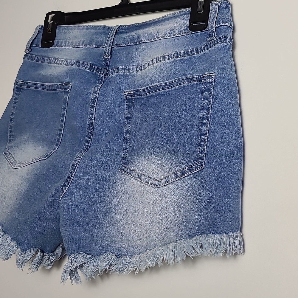 🚨LAST CHANCE🚨LUVAMIA Denim Jean Shorts Frayed Hem High Rise Cotton Size Medium - Picture 12 of 15